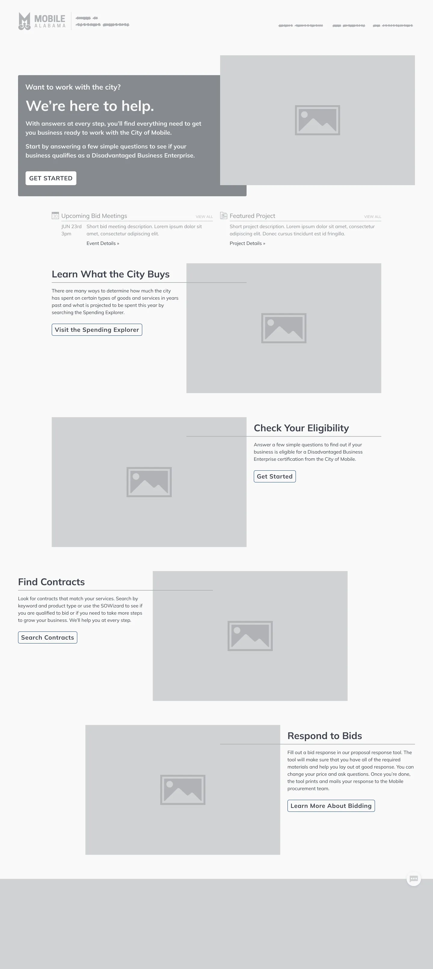 Homepage wireframe