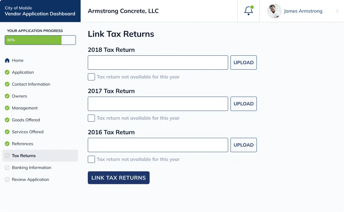 Vendor dashboard